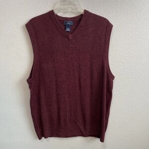 Dockers Mens Cabernet Red Soft Acrylic V-Neck Sweater Vest Maroon Red Purple XL